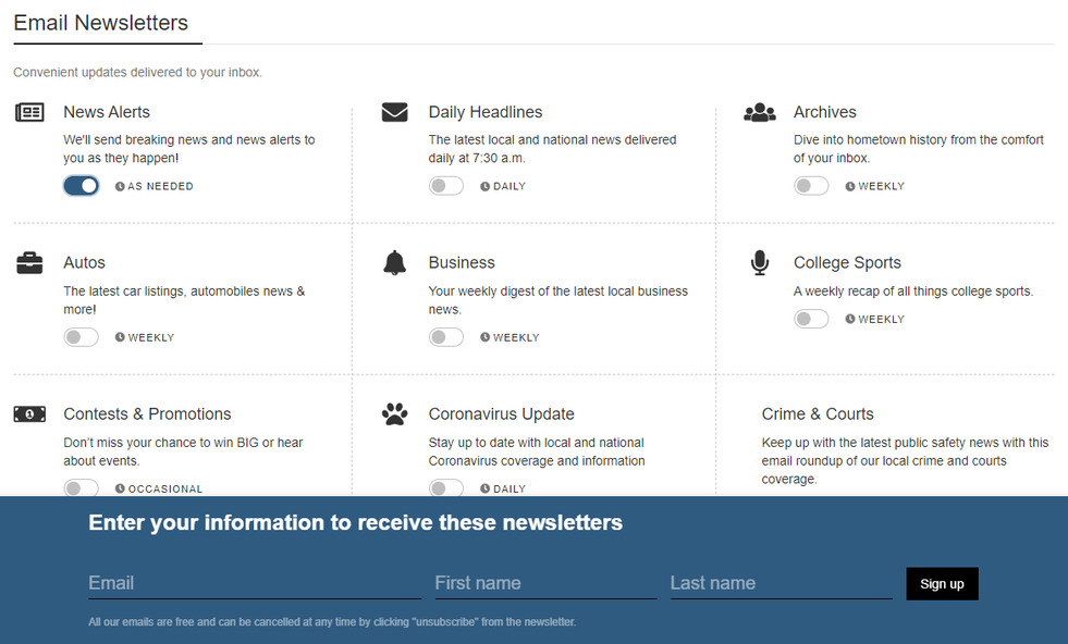 Newsletter Preference Center